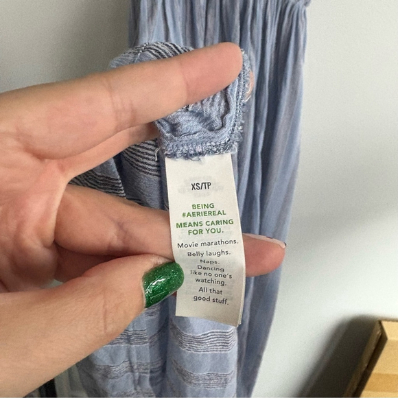 aerie At the Barre Unlined Blue & White Striped Midi Dress Sz XS - Picture 9 of 11